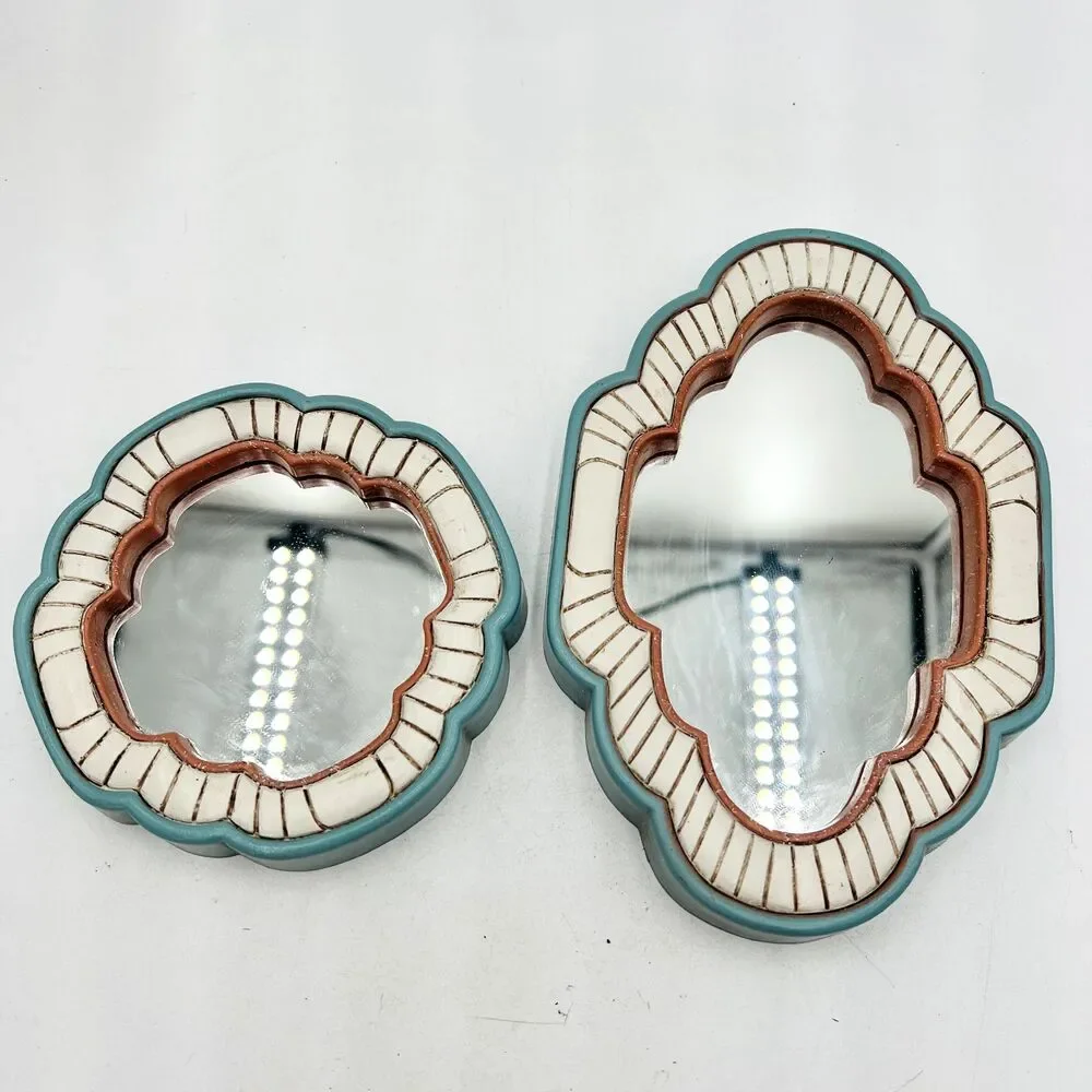 Vtg 7pc Burwood Aztec Mirror Shelf Southwest Home Interiors Wall Decor